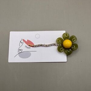 Green and Yellow Flower Hair Clip